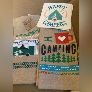 KAY DEE DESI Camping Happy Camper,I ❤️ Camping Chambray Tea TowelsSwedish cloths